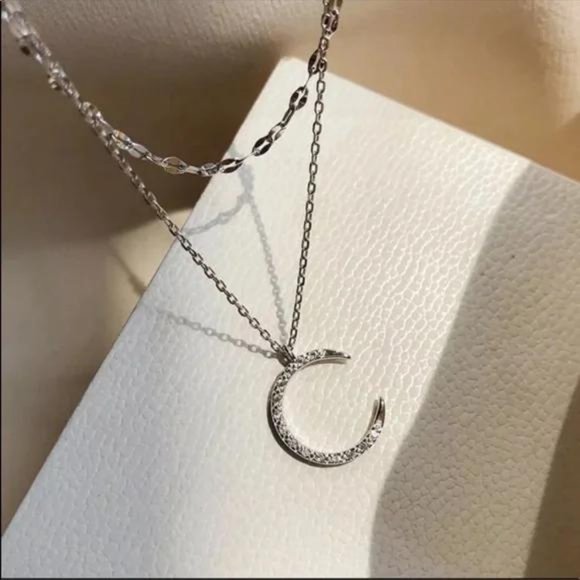 MOON 925 STERLING SILVER NECKLACE, NICE NECKLACE, CUTE NECKLACE - Picture 3 of 3